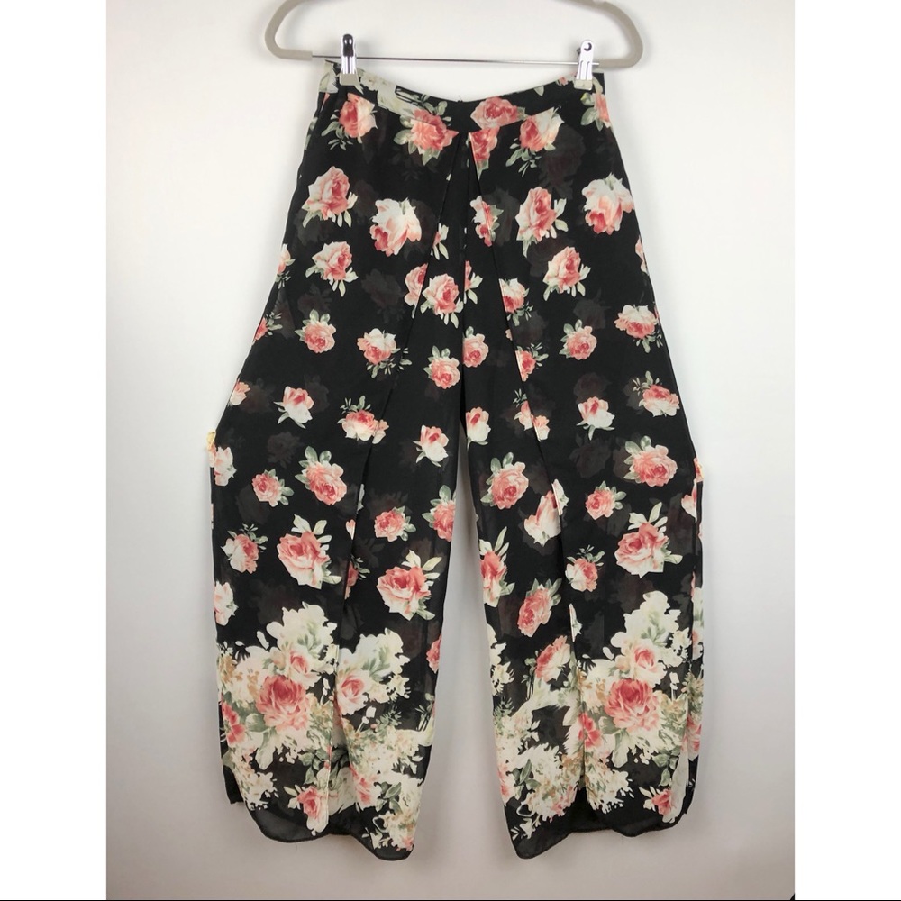Cotton Candy Floral Sheer M-split Pants M
